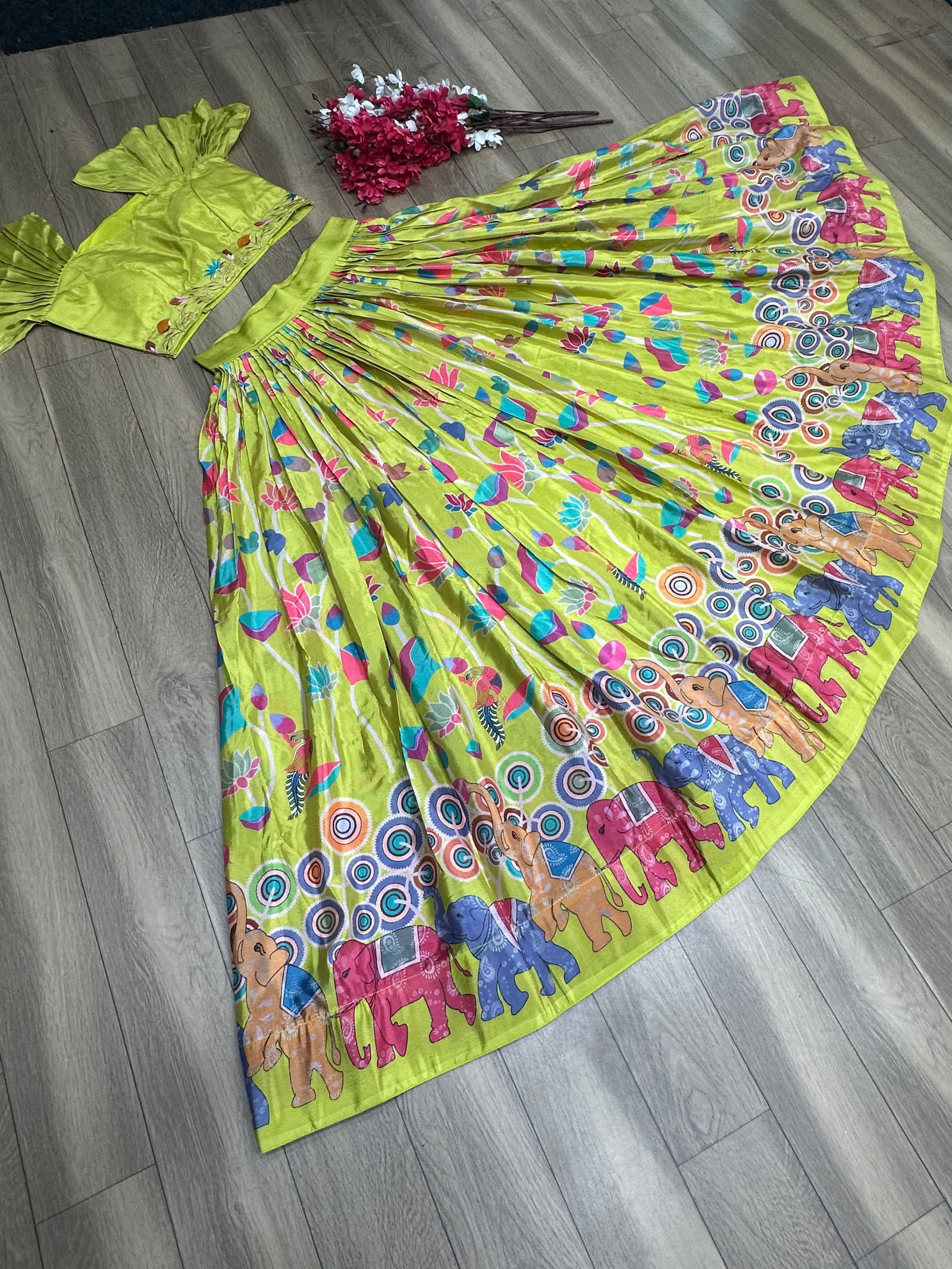 PC 322 Chinon Printed Crop Top Lehenga With Blouse Wholesale Shop In Surat